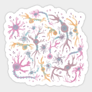 Cute pattern made of different neurons made for creative minds Sticker